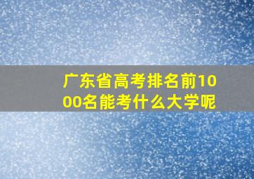 广东省高考排名前1000名能考什么大学呢