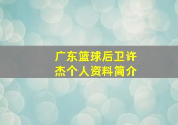 广东篮球后卫许杰个人资料简介