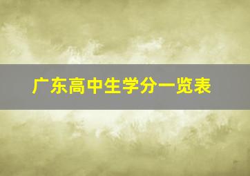 广东高中生学分一览表