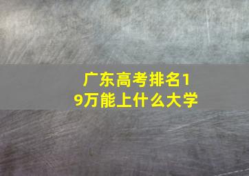 广东高考排名19万能上什么大学