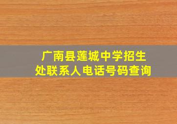 广南县莲城中学招生处联系人电话号码查询