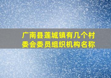 广南县莲城镇有几个村委会委员组织机构名称