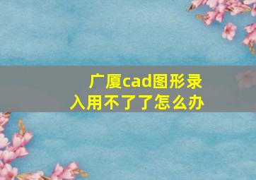 广厦cad图形录入用不了了怎么办