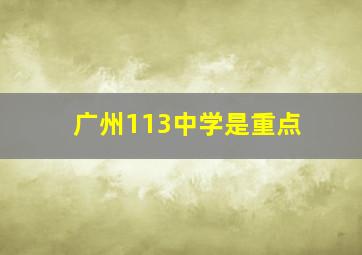 广州113中学是重点