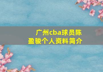 广州cba球员陈盈骏个人资料简介