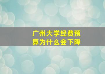 广州大学经费预算为什么会下降