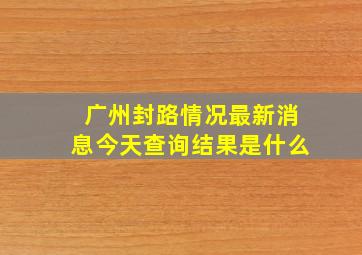 广州封路情况最新消息今天查询结果是什么