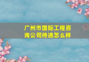 广州市国际工程咨询公司待遇怎么样