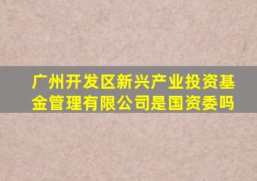 广州开发区新兴产业投资基金管理有限公司是国资委吗