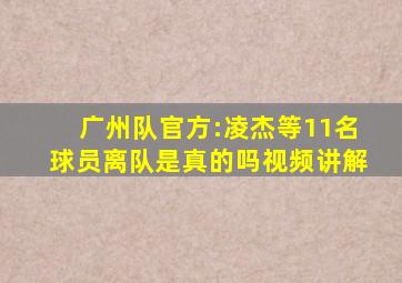 广州队官方:凌杰等11名球员离队是真的吗视频讲解