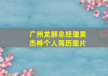 广州龙狮总经理吴杰桦个人简历图片