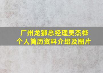 广州龙狮总经理吴杰桦个人简历资料介绍及图片