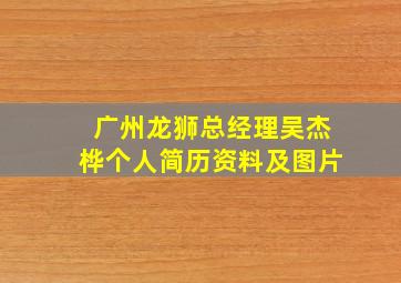 广州龙狮总经理吴杰桦个人简历资料及图片