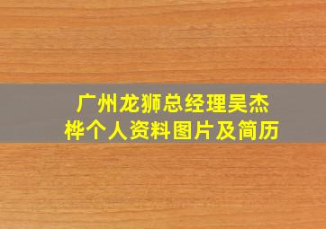 广州龙狮总经理吴杰桦个人资料图片及简历