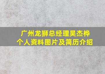 广州龙狮总经理吴杰桦个人资料图片及简历介绍