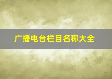 广播电台栏目名称大全