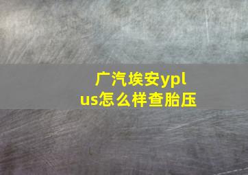 广汽埃安yplus怎么样查胎压