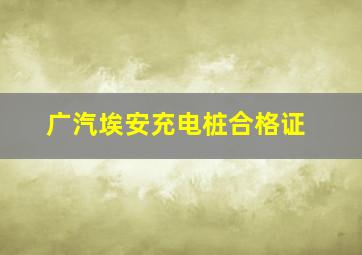 广汽埃安充电桩合格证