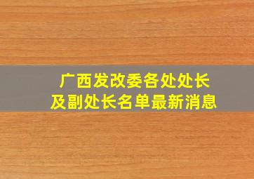 广西发改委各处处长及副处长名单最新消息