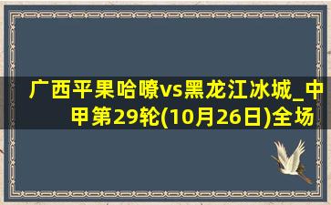 广西平果哈嘹vs黑龙江冰城_中甲第29轮(10月26日)全场集锦