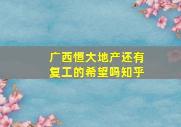 广西恒大地产还有复工的希望吗知乎