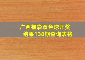 广西福彩双色球开奖结果138期查询表格