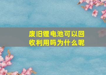 废旧锂电池可以回收利用吗为什么呢