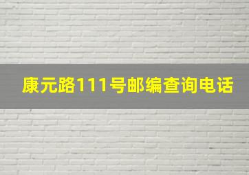 康元路111号邮编查询电话