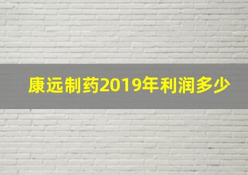 康远制药2019年利润多少