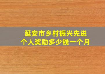 延安市乡村振兴先进个人奖励多少钱一个月