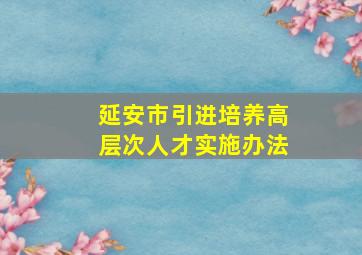 延安市引进培养高层次人才实施办法