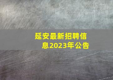 延安最新招聘信息2023年公告