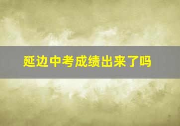 延边中考成绩出来了吗