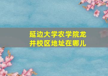 延边大学农学院龙井校区地址在哪儿