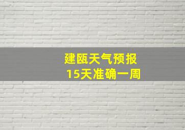 建瓯天气预报15天准确一周