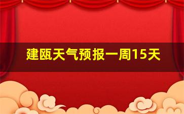 建瓯天气预报一周15天