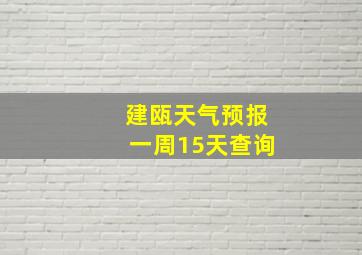 建瓯天气预报一周15天查询