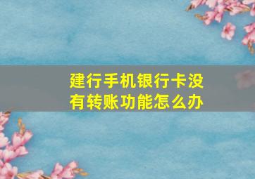 建行手机银行卡没有转账功能怎么办