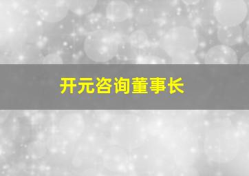 开元咨询董事长