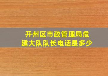 开州区市政管理局危建大队队长电话是多少