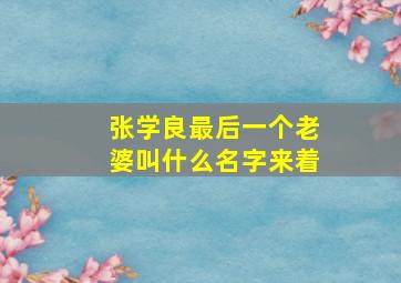 张学良最后一个老婆叫什么名字来着