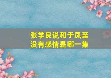 张学良说和于凤至没有感情是哪一集