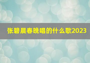 张碧晨春晚唱的什么歌2023