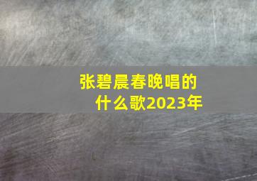 张碧晨春晚唱的什么歌2023年