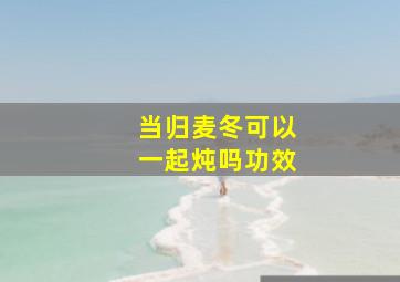 当归麦冬可以一起炖吗功效