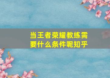 当王者荣耀教练需要什么条件呢知乎