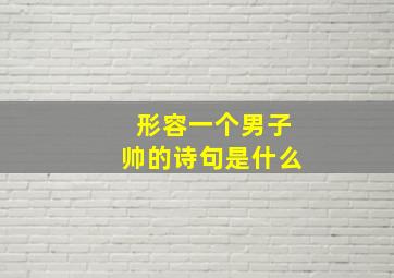 形容一个男子帅的诗句是什么