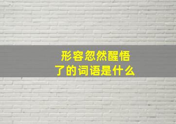 形容忽然醒悟了的词语是什么