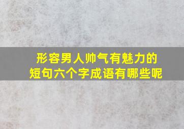 形容男人帅气有魅力的短句六个字成语有哪些呢