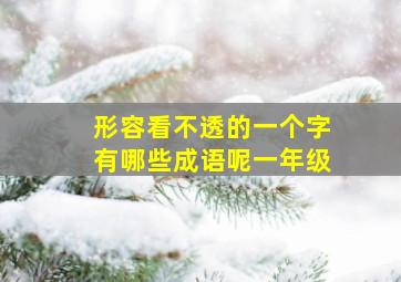 形容看不透的一个字有哪些成语呢一年级